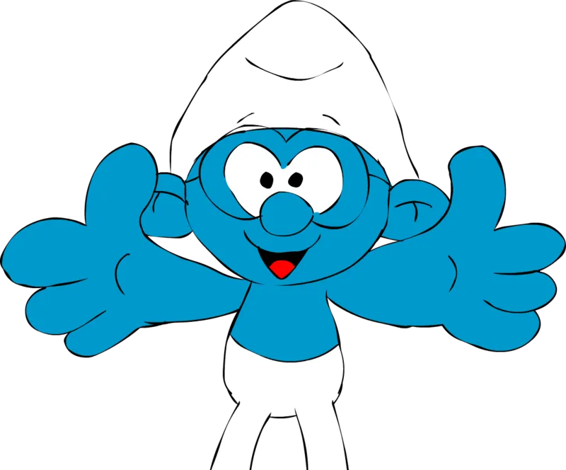 Smurfs Jokey Smurf, gift box, mischievous smile, free png